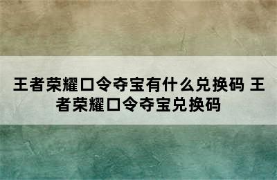 王者荣耀口令夺宝有什么兑换码 王者荣耀口令夺宝兑换码